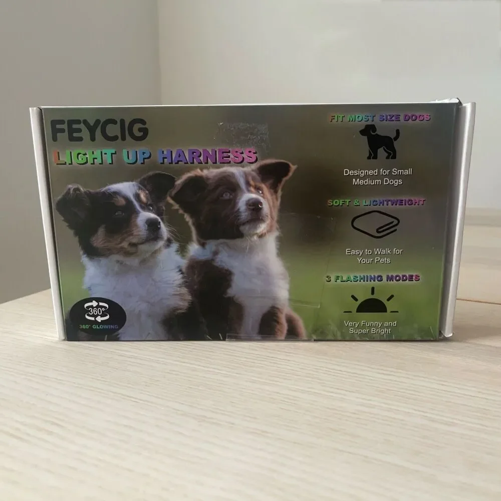 🆕 Feycig LED Light Up Rechargeable Dog Harness in Hot Pink